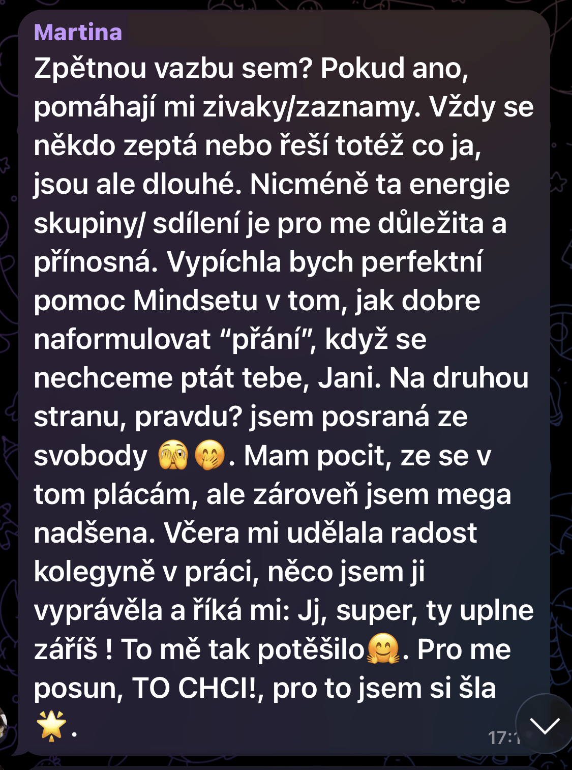 Zpráva od Martiny