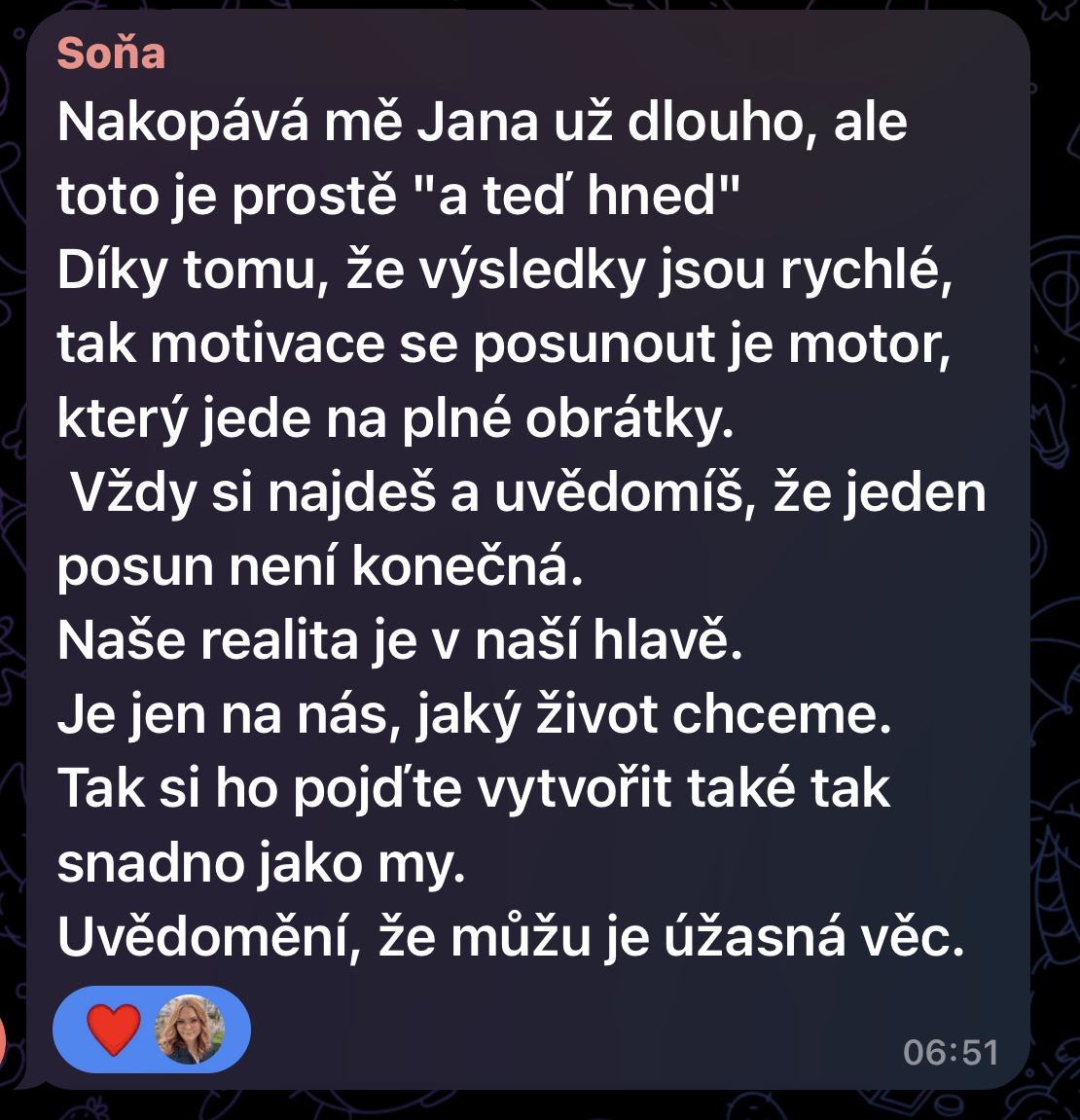 Zpráva od Soni